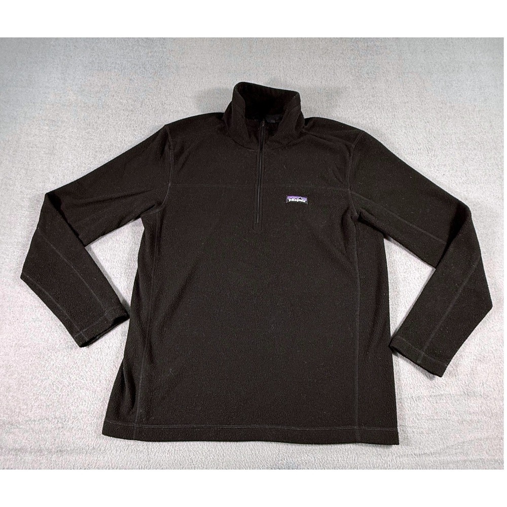 Patagonia Black Quarter Zip Fleece Pullover Mens Medium Outdoor Lightweight